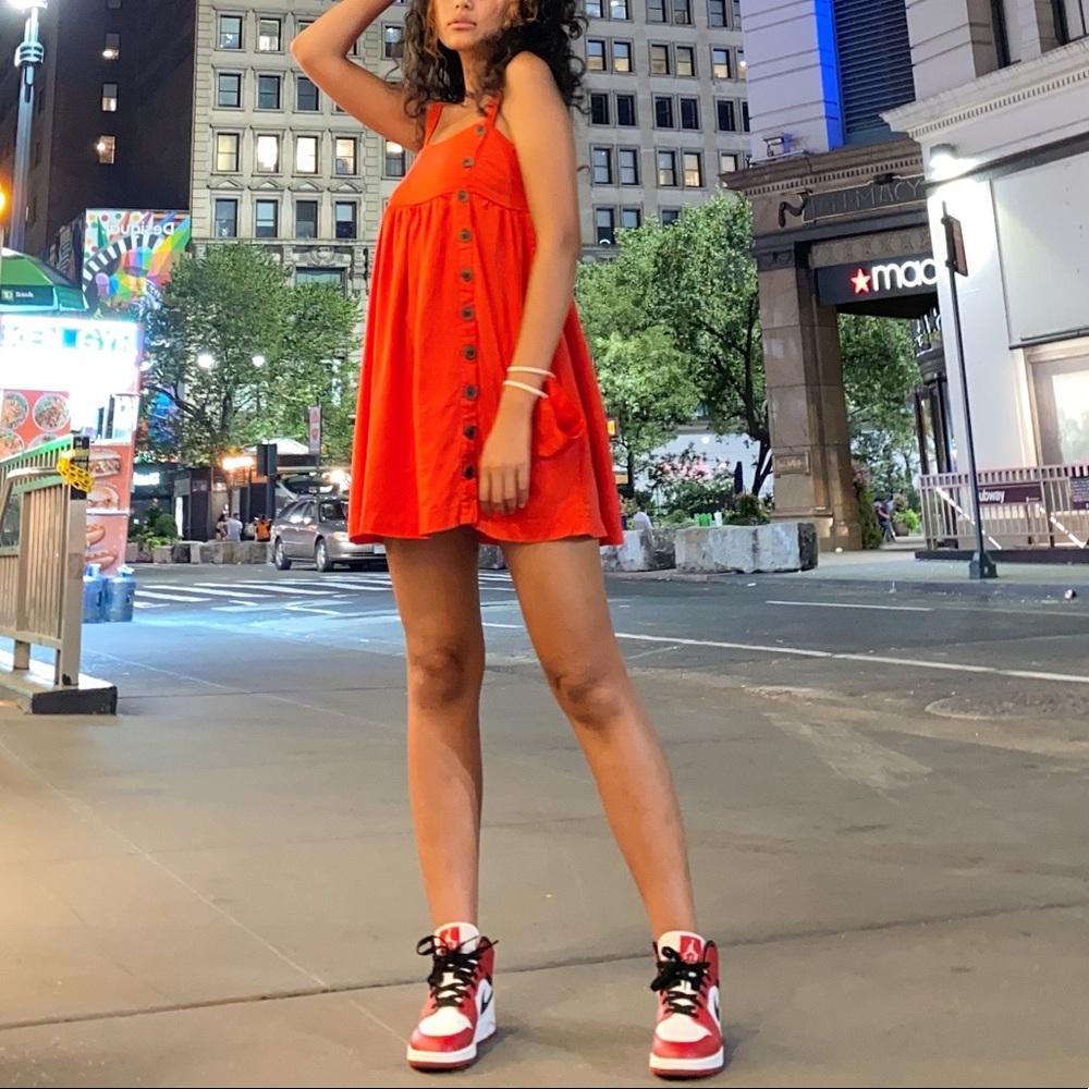 Red mini dress
